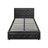 Oikiture King Single Bed Frame with Storage Space Gas Lift Black - Top-Down View