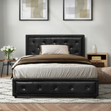 Oikiture King Single Bed Frame with Storage Space Gas Lift Black - Low Angle