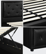 Oikiture King Single Bed Frame with Storage Space Gas Lift Black