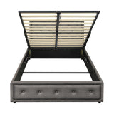Oikiture King Single Bed Frame with Storage Space Gas Lift Grey
