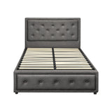 Oikiture King Single Bed Frame with Storage Space Gas Lift Grey - Close-Up Angle