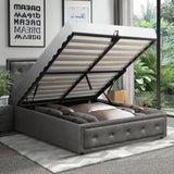 Oikiture King Single Bed Frame with Storage Space Gas Lift Grey - Extra Image