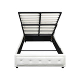 Oikiture King Single Bed Frame with Storage Space Gas Lift White