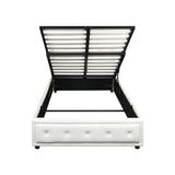 Oikiture King Single Bed Frame with Storage Space Gas Lift White - Top-Down View
