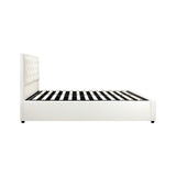 Oikiture King Single Bed Frame with Storage Space Gas Lift White - Extra Image
