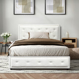 Oikiture King Single Bed Frame with Storage Space Gas Lift White