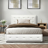 Oikiture King Single Bed Frame with Storage Space Gas Lift White - Extra Image