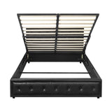 Oikiture Queen Bed Frame with Storage Space Gas Lift Black