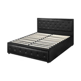 Oikiture Queen Bed Frame with Storage Space Gas Lift Black - Rear View