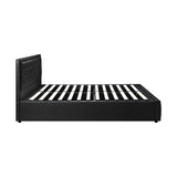 Oikiture Queen Bed Frame with Storage Space Gas Lift Black - Side View