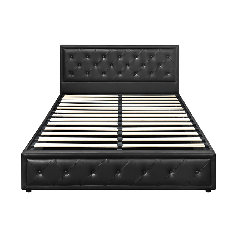 Oikiture Queen Bed Frame with Storage Space Gas Lift Black, image 5