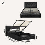 Oikiture Queen Bed Frame with Storage Space Gas Lift Black, Gas Lift