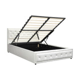 Oikiture Queen Bed Frame with Storage Space Gas Lift White