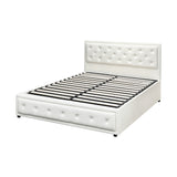 Oikiture Queen Bed Frame with Storage Space Gas Lift White