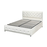 Oikiture Queen Bed Frame with Storage Space Gas Lift White - Extra Image