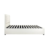 Oikiture Queen Bed Frame with Storage Space Gas Lift White