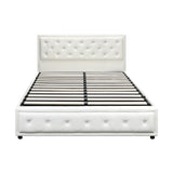 Oikiture Queen Bed Frame with Storage Space Gas Lift White - Rear View