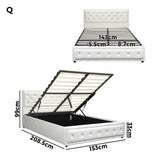 Oikiture Queen Bed Frame with Storage Space Gas Lift White