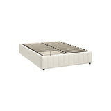 Oikiture Bed Frame Double Size Gas Lift Storage Base Velvet Cream