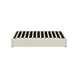 Oikiture Bed Frame Double Size Gas Lift Storage Base Velvet Cream
