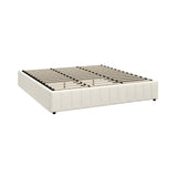 Oikiture Bed Frame King Size Gas Lift Storage Base Velvet Cream
