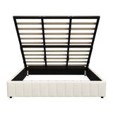 Oikiture Bed Frame King Size Gas Lift Storage Base Velvet Cream