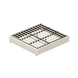 Oikiture Bed Frame King Size Gas Lift Storage Base Velvet Cream