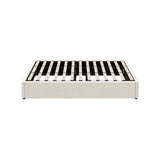 Oikiture Bed Frame King Size Gas Lift Storage Base Velvet Cream - Rear View