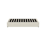 Oikiture Bed Frame King Single Gas Lift Base Velvet Cream - Front View