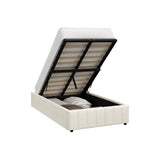 Oikiture Bed Frame King Single Gas Lift Base Velvet Cream
