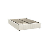 Oikiture Bed Frame Queen Size Gas Lift Storage Base Velvet Cream
