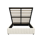Oikiture Bed Frame Queen Size Gas Lift Storage Base Velvet Cream