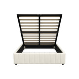 Oikiture Bed Frame Queen Size Gas Lift Storage Base Velvet Cream - 45-Degree Angle