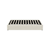 Oikiture Bed Frame Queen Size Gas Lift Storage Base Velvet Cream - Top-Down View
