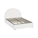 Oikiture Bed Frame Double Size With Gas Lift Base PU Leather White
