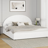Oikiture Bed Frame King Size With Gas Lift Base PU Leather White
