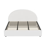 Oikiture Bed Frame King Size With Gas Lift Base PU Leather White