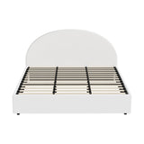 Oikiture Bed Frame King Size With Gas Lift Base PU Leather White - Low Angle