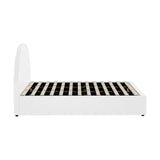 Oikiture Bed Frame King Size With Gas Lift Base PU Leather White