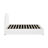 Oikiture Bed Frame King Size With Gas Lift Base PU Leather White - 45-Degree Angle