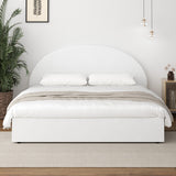 Oikiture Bed Frame King Size With Gas Lift Base PU Leather White