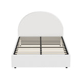 Oikiture Bed Frame King Single With Gas Lift Base PU Leather White