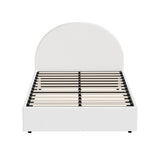 Oikiture Bed Frame King Single With Gas Lift Base PU Leather White - Rear View