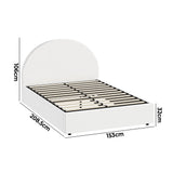 Oikiture Bed Frame Queen Size With Gas Lift Base PU Leather White - 45-Degree Angle
