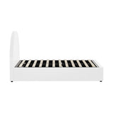 Oikiture Bed Frame Queen Size With Gas Lift Base PU Leather White