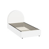 Oikiture Bed Frame Single Size With Gas Lift Base PU Leather White
