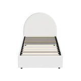Oikiture Bed Frame Single Size With Gas Lift Base PU Leather White