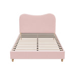 Oikiture Bed Frame Double Size Pink Boucle Cloud Shape, image 3