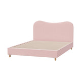 Oikiture Bed Frame Double Size Pink Boucle Cloud Shape - Close-Up Angle