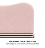 Oikiture Bed Frame Double Size Pink Boucle Cloud Shape - Low Angle